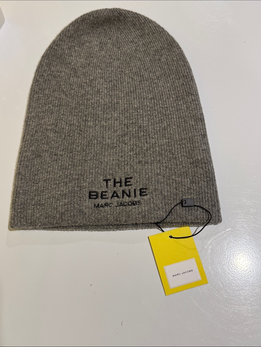 Marc Jacobs Gray Ribbed 'The Beanie' Knit Hat